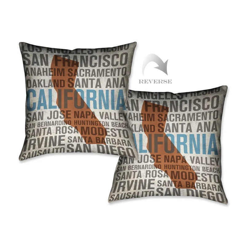 Coussin décoratif d'intérieur California, H 26 po x l 26 po