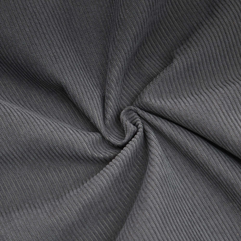 Modern minimalist L-shaped corduroy high back sofa, Dark Gray