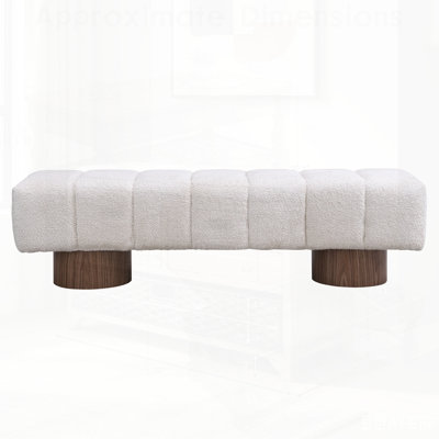 Luxurious Beige Faux Fur Upholstered Dining Bench with 300 LBS Weight Capacity, Perfect for Dining Rooms and Entryways