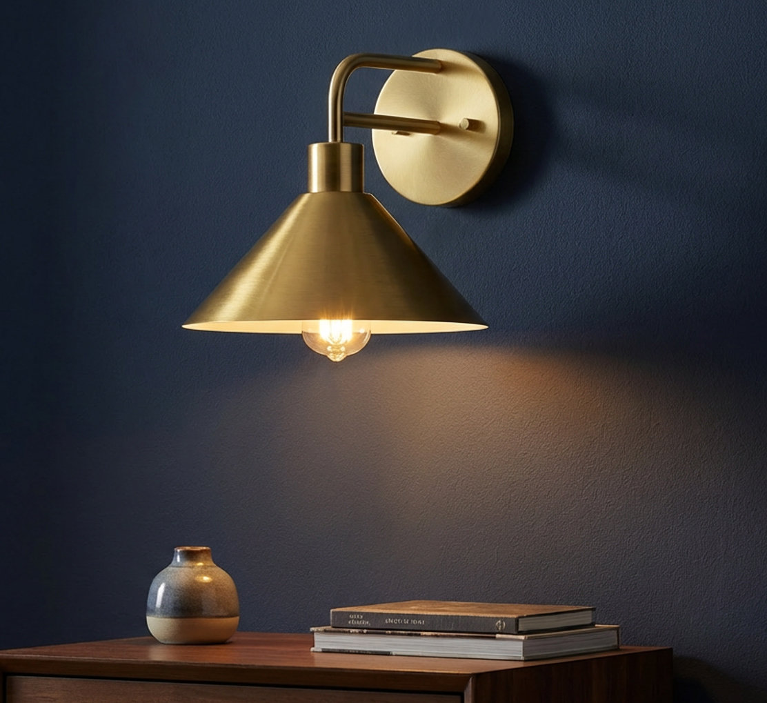 Fayra Single Light Spotlight Sconce, Antique Gold