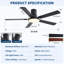 Ventilateur de plafond encastré noir 52 pouces Mordern-1207026139
