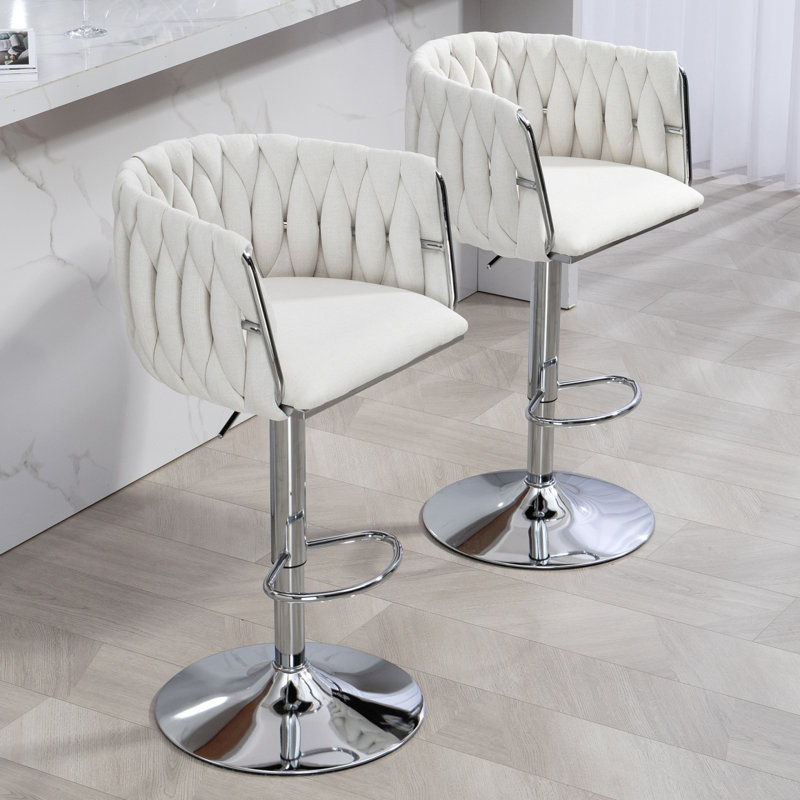 Ensemble de 2 tabourets de bar pivotants à 360 ° avec housse pivotante Kaitlin, Beige
