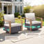 Ensemble de 2 chaises d'extérieur pivotantes avec coussins Korbin-237991579-237991582