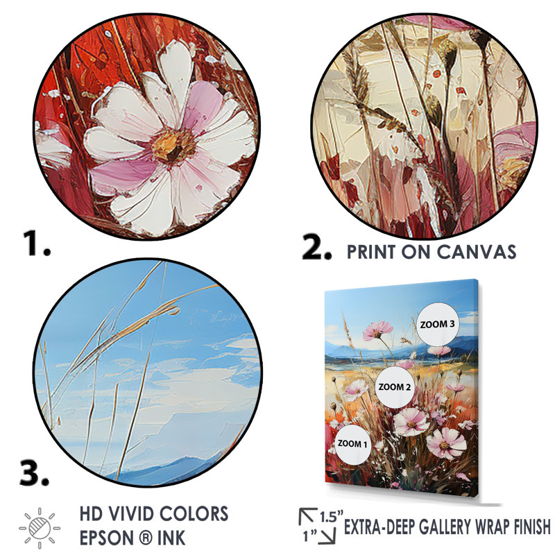 «Assorted Bouquets Field By The Mountain», reproduction sur toile, Toile tendue, H 20 po x l 12 po x P 1 po