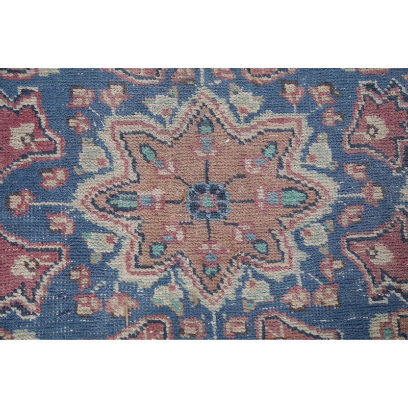 Tapis rose en laine noué à la main de conception unique 1960S 9 pi 5 po x 12 pi 6 po Hunter-James