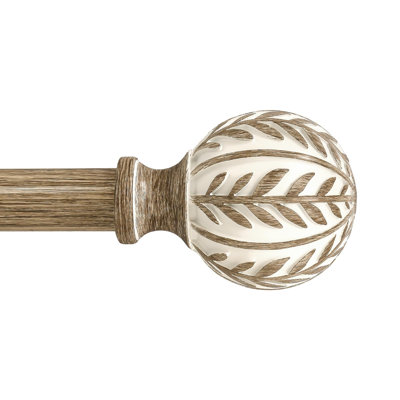 Boho Wood Curtain Rods For Windows 48 To 84 Inch,1" Adjustable Heavy Duty Window Curtain Rod With Imitation Wood Grain Finials,Rustic Decorative Drapery Rods Set,Size:36-88'',Weathered Wood