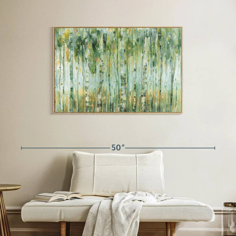 La forêt, 40 po x 27 po, Cadre flottant en bois naturel