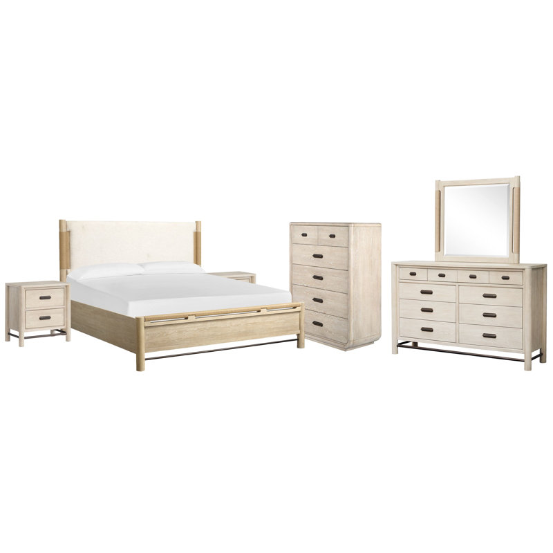 Commode à 2 tiroirs avec miroir de paysage et commode 5 tiroirs Regulski, Très grand