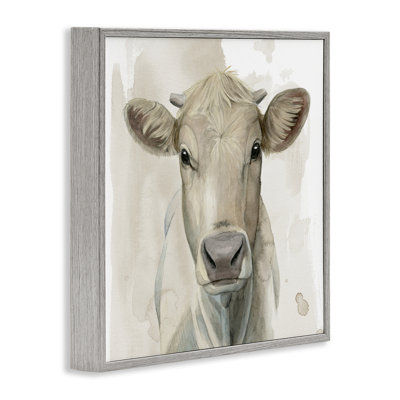 Monochrome Cattle Face Portrait Framed Giclee Art, design by Grace Popp