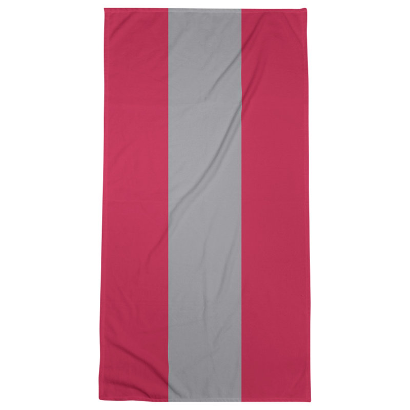 Cotton Blend Lightweight Bath Towel, Red/Silver/Red
