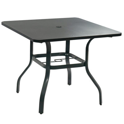 Kozyard Outdoor Metal Patio Dining Table Woodgrain-Look Top Powder Coated Table For 4 by Kozyard