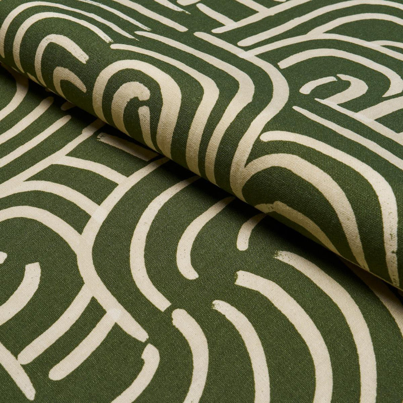 Schumacher X Backdrop New Beat Fabric, Olive