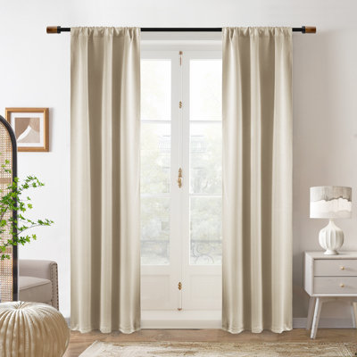 Solid Color Modern Blackout Thermal Curtain Panel Rod Pocket 2 Panels