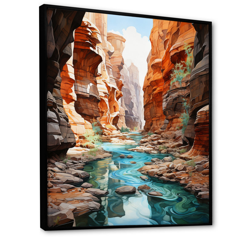 Baani Canyon Endless Journey VII sur impression sur toile, H 40 po x l 30 po x P 1,5 po, Cadre flottant noir