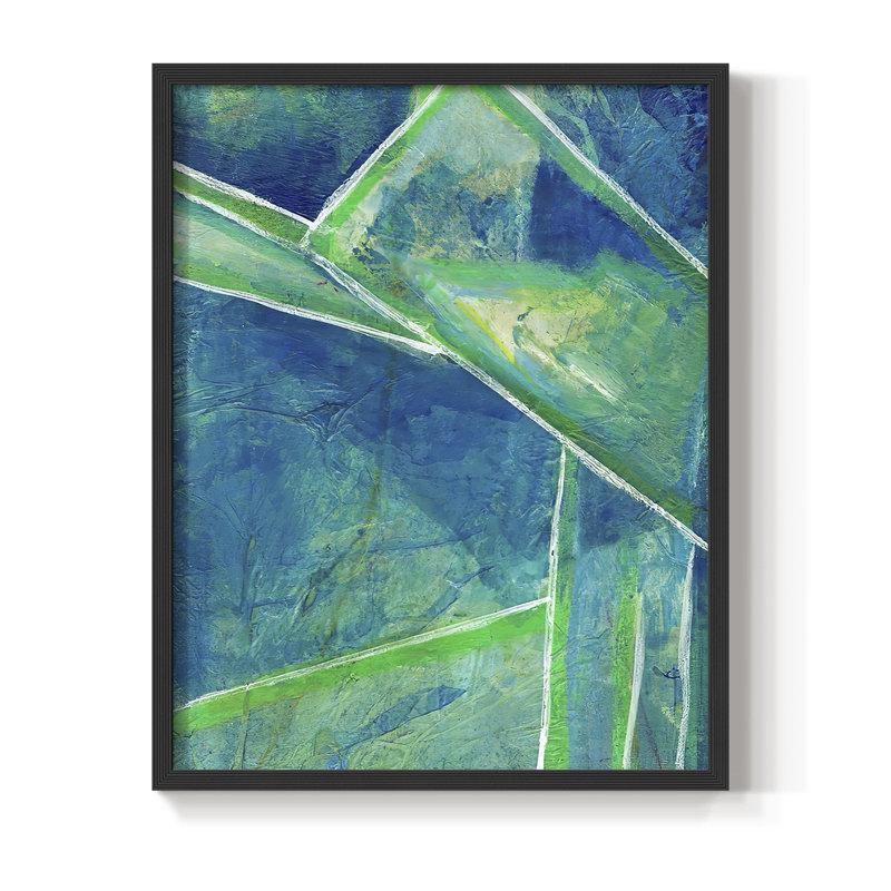«Geometric in Cool IV», reproduction encadrée - bois massif, Noir, H 10 po x l 8 po