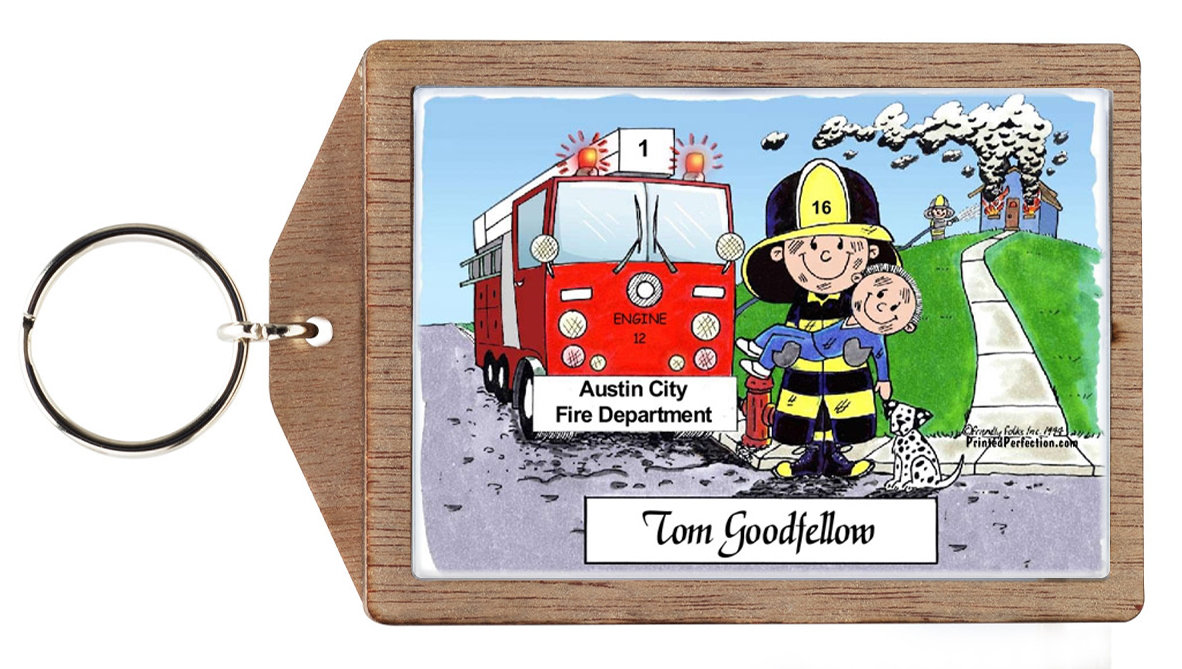 Printed Perfection Personalized Fire Fighter - Male Wooden Key Chain ...