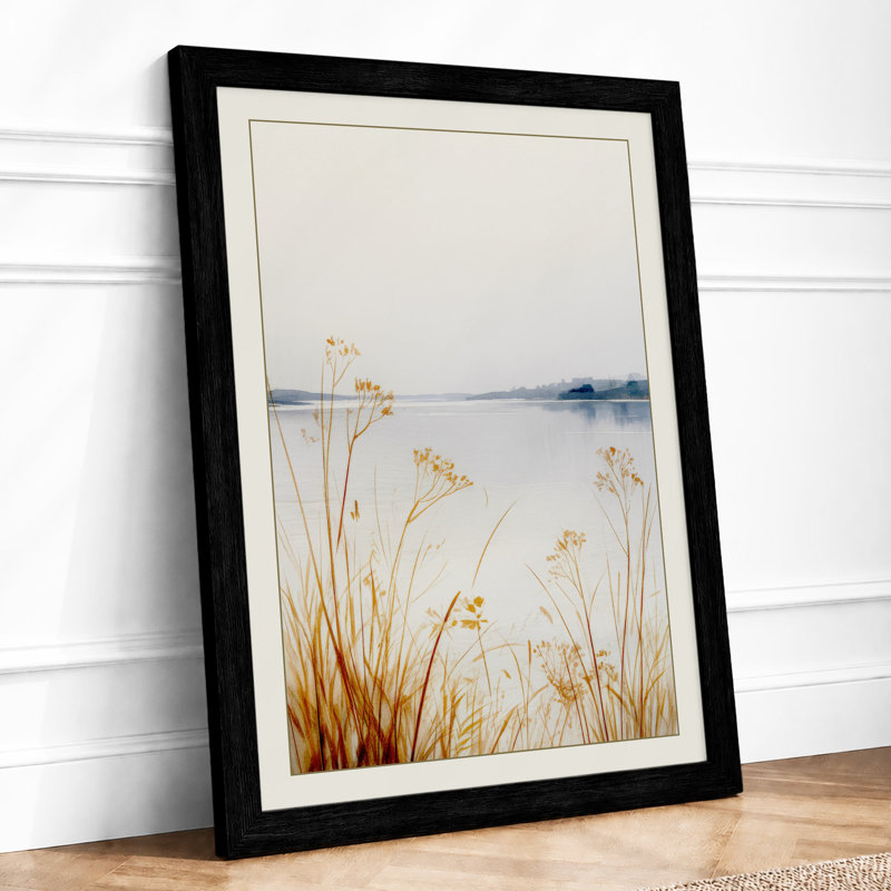 Quiet Waters Edge Minimalist - Print, Black, A4 - 29.7 x 21.0 cm