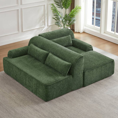 Canapé modulaire surdimensionné en L Chenille, design minimaliste, canapé-lit confortable pour les salons, les appartements et les espaces de réception