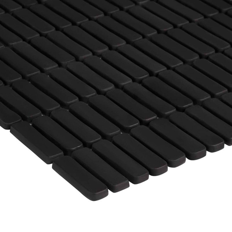 Venini 1/2" x 2" Mini Brick Frosted Glass Mosaic Tile, Black