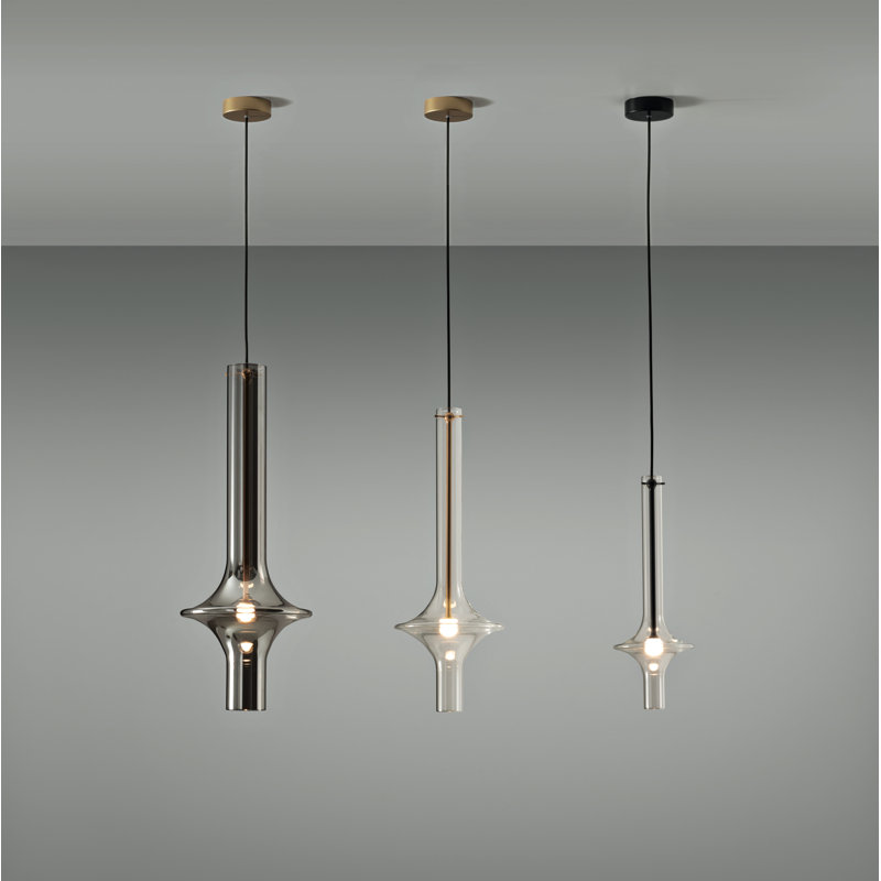 WONDER 1 - Light LED Pendant, 25.6" H x 10.2" W x 10.2" D, White/Black, Transparent Glass