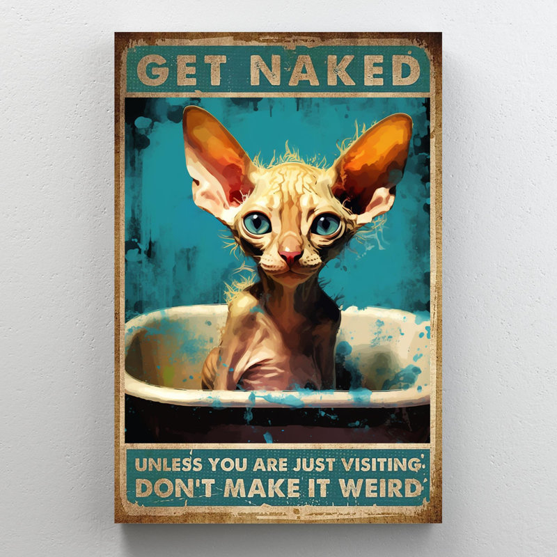 «Sphynx Cat In Sink Get N Nu», reproduction d'art graphique sur toile tendue, H 36 po x l 24 po x P 1,25 po