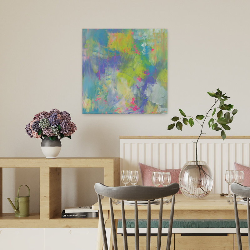 Allure contemporaine avec art abstrait bleu, H 18 po x l 18 po