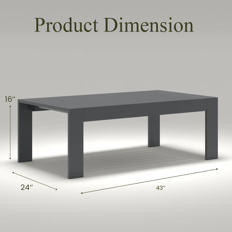 Table de bout rectangulaire moderne en aluminium pour terrasse Altura, Gris foncé