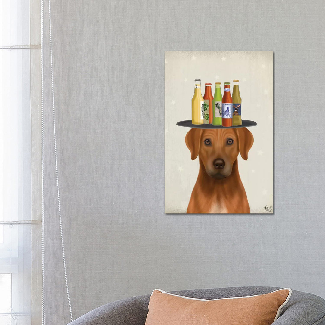 Rhodesian Ridgeback Beer Lover by Fab Funky - Wrapped Canvas Gallery-Wrapped Canvas Giclée