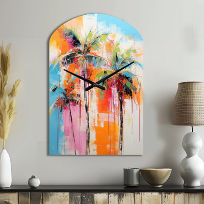 Palm Trees Palm V - Arch Shape Large Palms & Palm Trees 3D Wall Clock