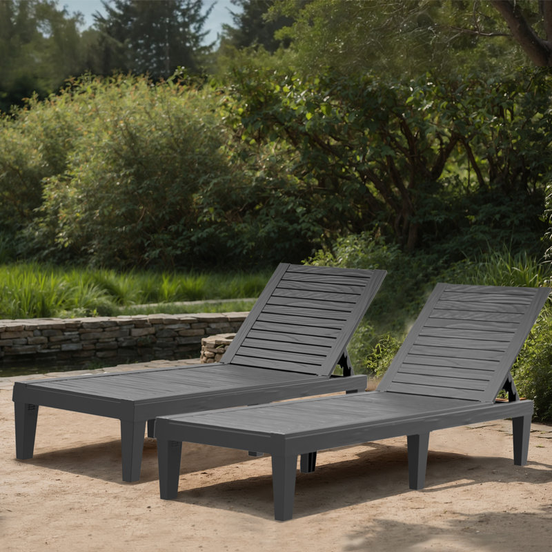 Ensemble de 2 chaises longues d'extérieur