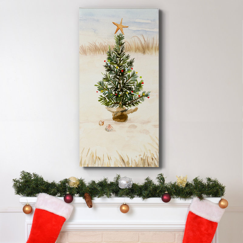 Toile tendue avec châssis de la collection B de la collection Christmas Coast - prête à être accrochée