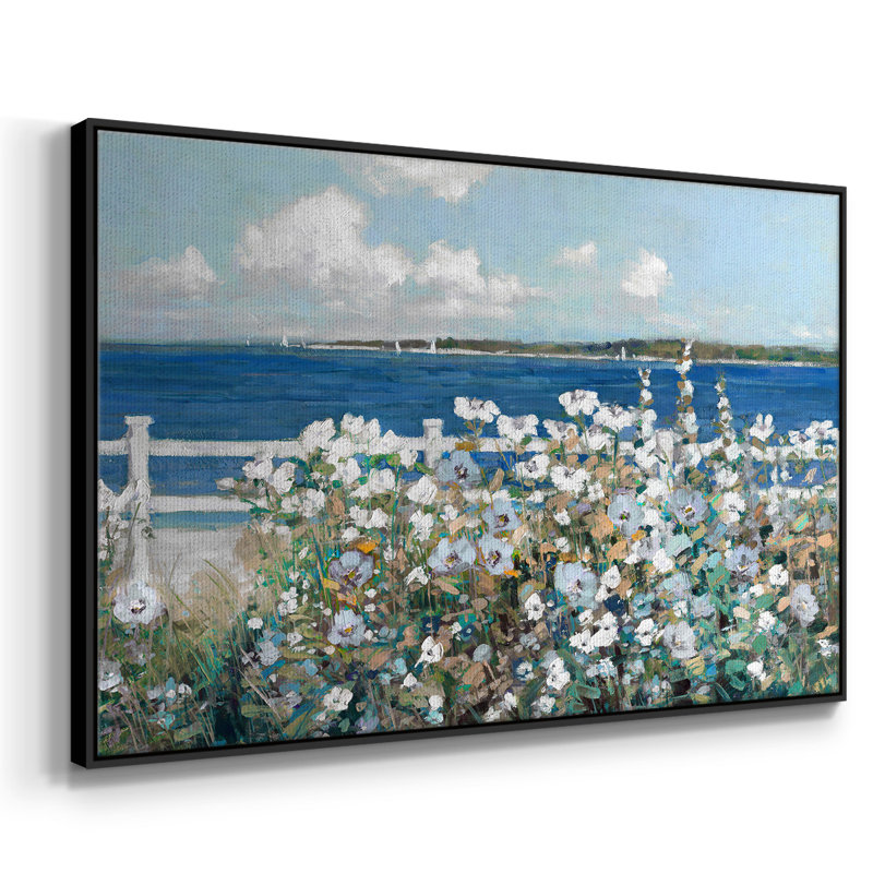 Jardin Bayside, 27" H x 41" W x 2" D, Toile encadrée noire