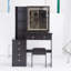 Coiffeuse Raga avec miroir coulissant à DEL, tabouret et rangement spacieux-1157350302