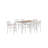 Aynura Modern Patio Dining Set for 6 with Stackable Chairs, Umbrella Hole Table, Rust-Resistant Frame and Rectangular Outdoor Table