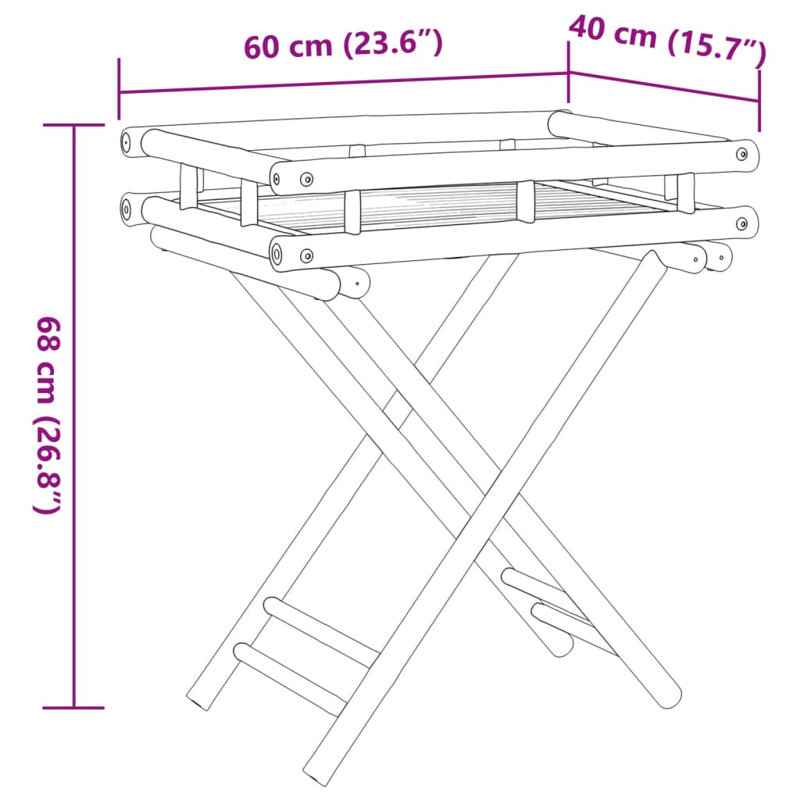 Natural Bamboo Folding Tray Table for Indoor/Outdoor Use