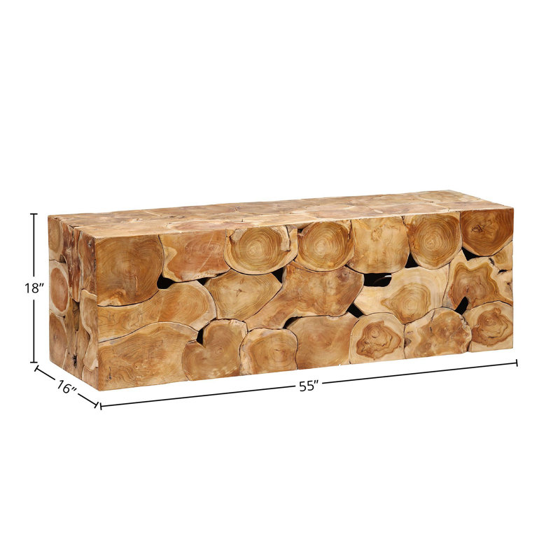 Billiot 55" Rectangular Natural Finished Teak Root Solid Bench