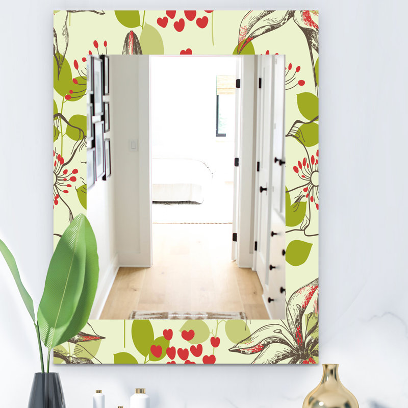 Miroir mural bohémien, H 39,4 po x l 29,5 po, Fleur 1
