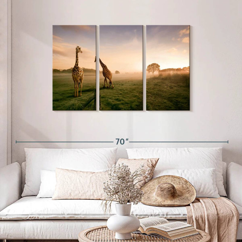 Brampt, girafes dans la savane, H 28 po x l 45 po