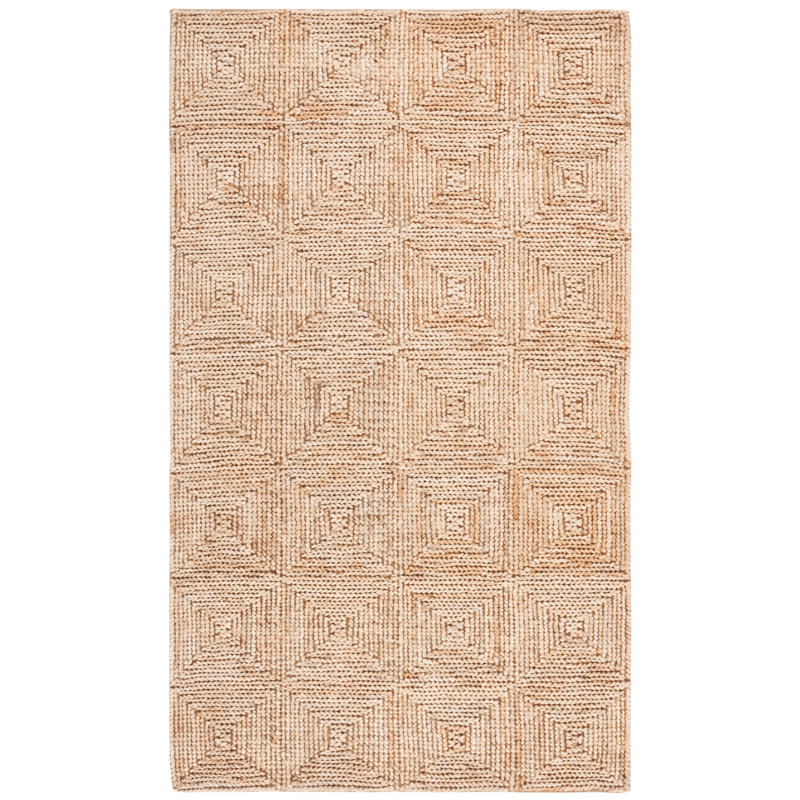 Aunye Natural Fiber Hand Loomed Jute/Cotton Geometric Rug in Natural, Rectangle 8' x 10'