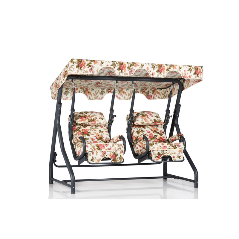 Chaise double hamac, Beige / floral orange