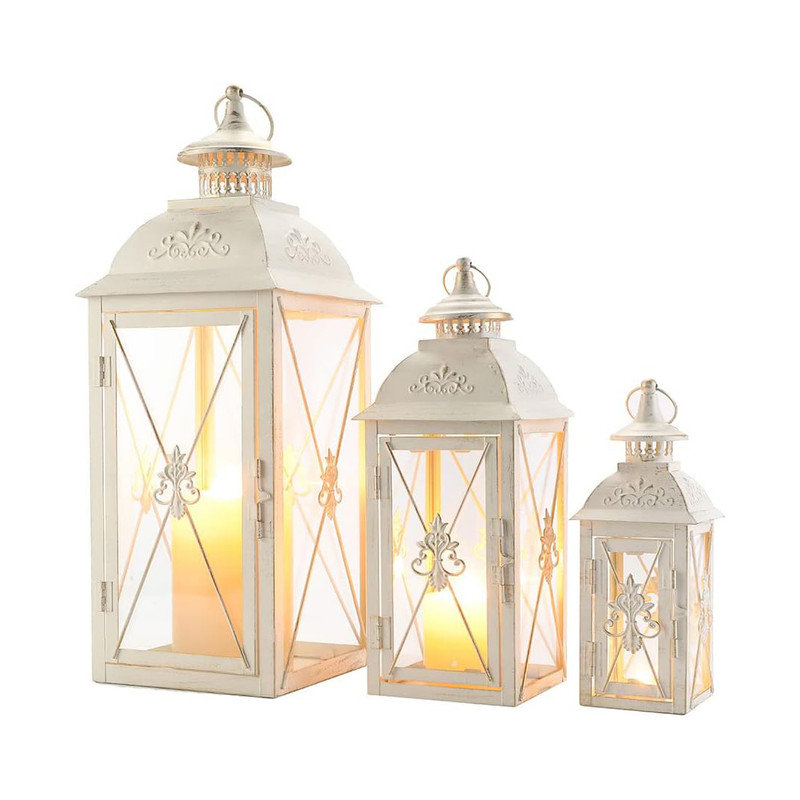 Metal Tabletop Lantern, White