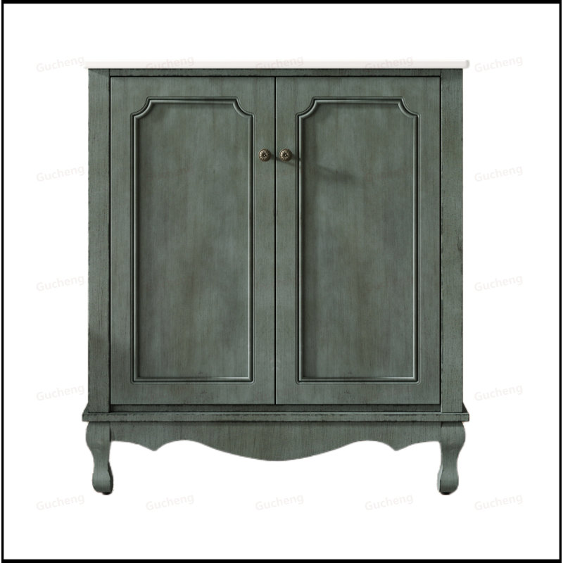 Meuble-lavabo autoportant en bois de 30 po avec lavabo rectangulaire en céramique et tablettes réglables