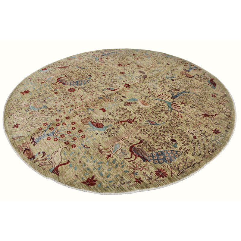 High-Quality Hand-Knotted Camel And Red Area Rug