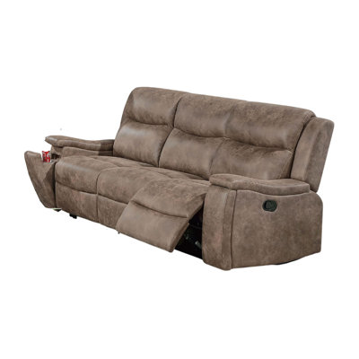 Canapé inclinable Verra avec porte-gobelets, similicuir brun noyer, 80 po