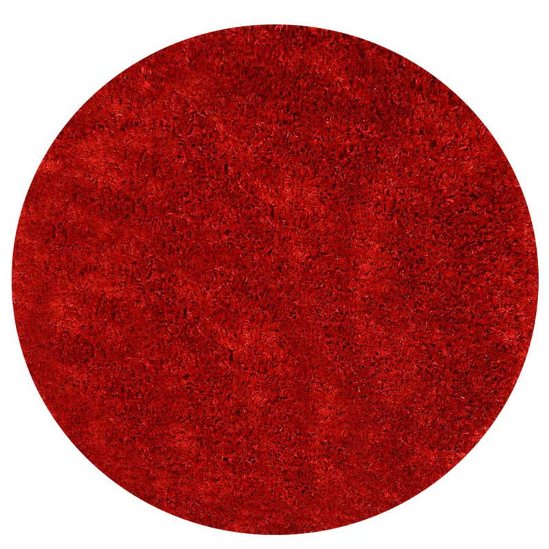 Predmore HAND TUFTED SHAG POLYESTER ECO-FRIENDLY AREA RUGS : Round | Red Colour | Solid Design | Area Rugs for living room, Bedroom