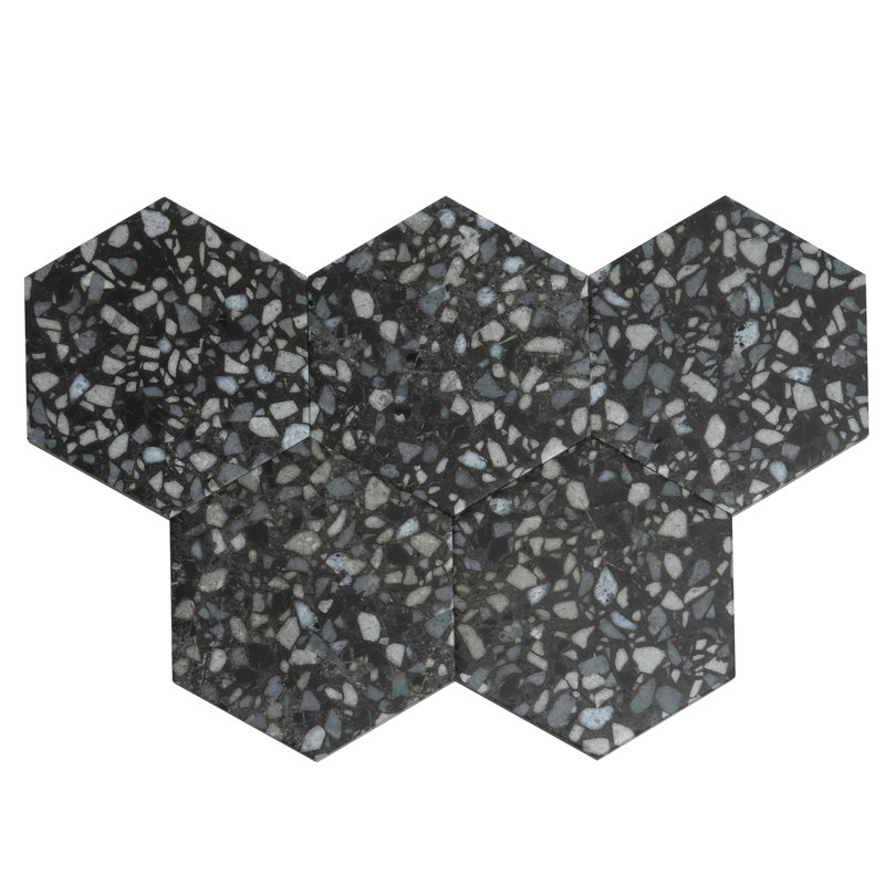 Zenith 9 X 11 In. Matte Porcelain Hexagon Wall And Floor Tile (8.07 Sq Ft/Case) - 16 Pack, Charcoal Black