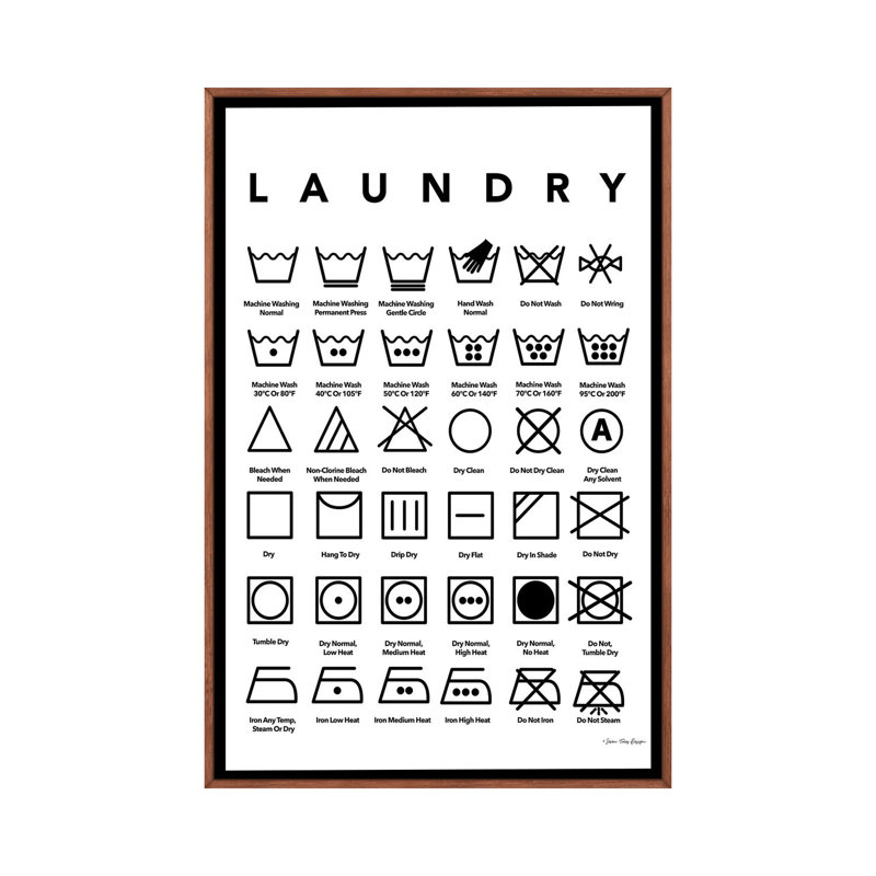 «Laundry Symbols» par Seven Trees Design - impression d'art textuel, Pas de tapis, Classic Wood Frame, 26" H x 18" W x1.5" D