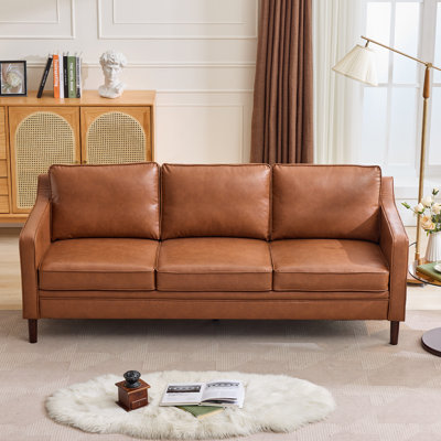 Barton 80.31'' Faux Leather Square Arm Sofa