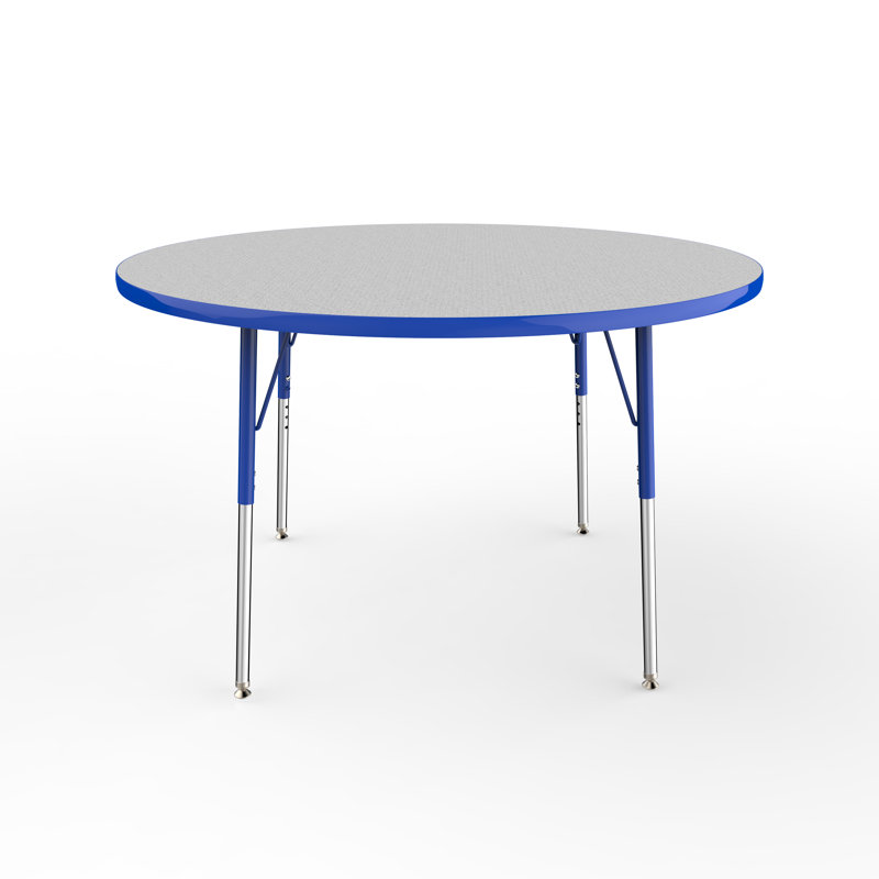 Table ronde à hauteur réglable, 48", Gris / bleu, Gris