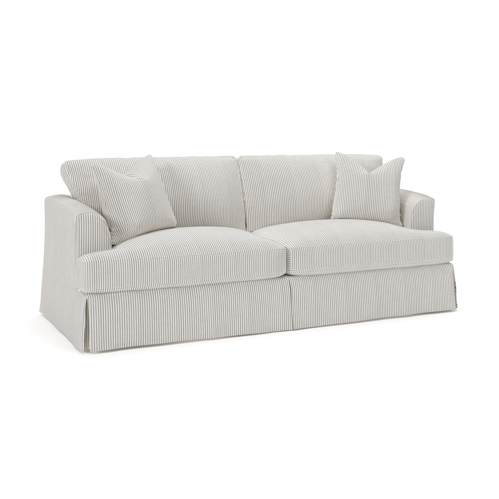 Lucia 92.5'' Upholstered Sofa, Cruise Adrift Gray Striped Basketweave